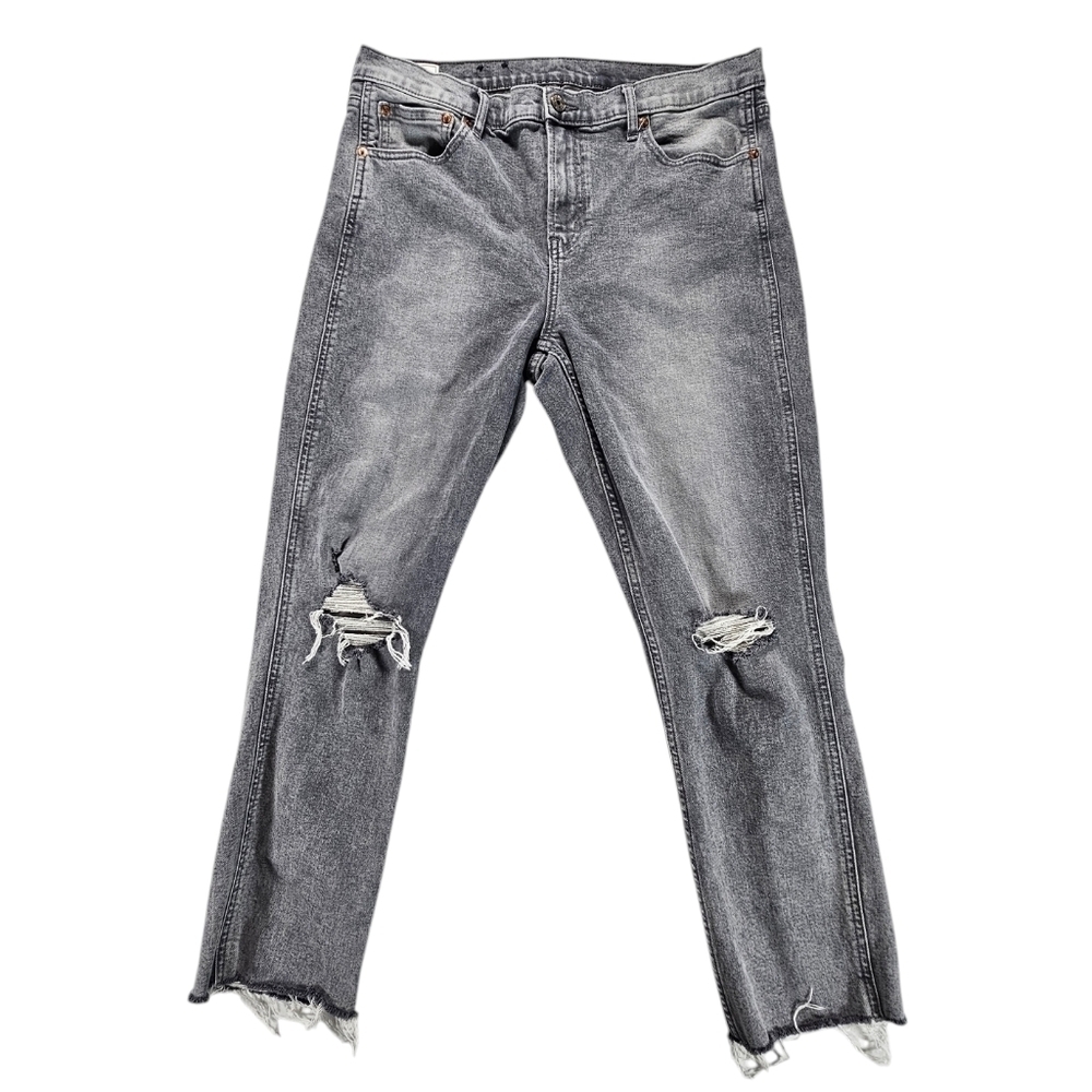 Gap Distressed vintage slim mid rise Gray Denim Jeans size 32/ 14R